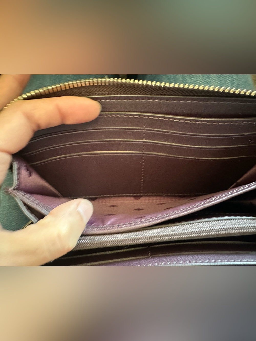 Kate Spade Deep Plum Brown Zip Around Wallet - Picture 5 of 6